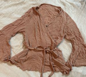 Rose Pink Wrap Top