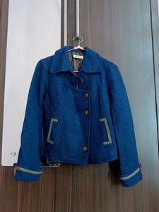Vintage Navy Wool Cropped Jacket