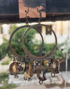 Metallic Dangle Hoop Earrings