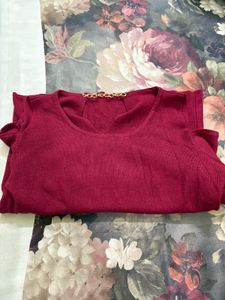 Maroon Cold Shoulder Top