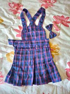 Vintage Plaid Jumper & Bow Set