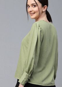 Green V-Neck Top