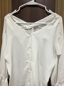 White Bell Sleeve Blouse