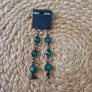Cocktail Earrings WithEmerald Green Stones