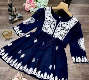 Navy Blue Embroidery Chikankari Kurta...🧚🏻‍♀️🧚