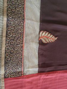 Elegant Brown &amp; Orange Saree