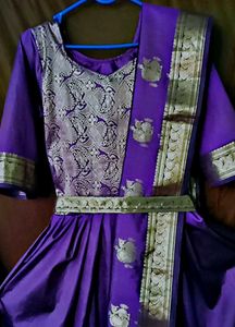 Traditional Banarasi Gown With Shall And Belt