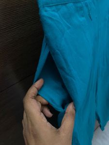 Teal Embroidered Kurta Set Handstiched