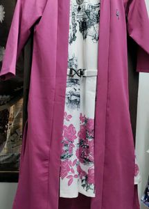 Unique Print Dress With Shrug And Pant