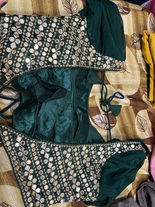 Emerald Green Mirror Work Blouse