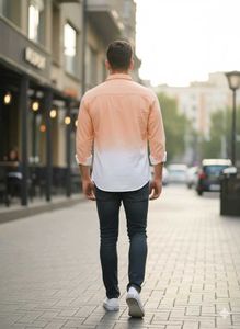 Men Regular Fit Ombre Spread Collar Casual Shirt