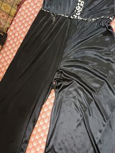 Satin Bodycon Jumpsuit: Net Removed ,Ripped &amp; Torn