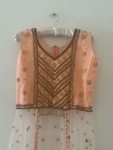 Amazing Peach Party Wear Shrug/kurti With Back Zip