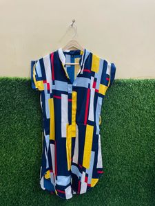 ELEGANT PRINTED SHIRT STYLE DRESS FOR WOMEN