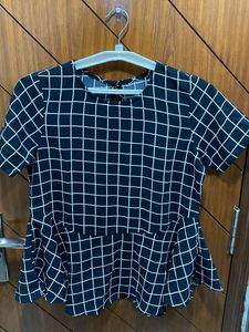 Checkered Peplum Top