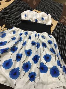 blue  n white floral  dress