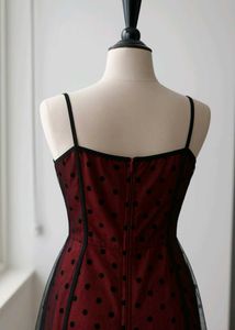 Maroon Polka Dot Mini Dress