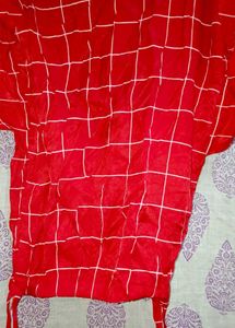 Red Plaid Embellished Top