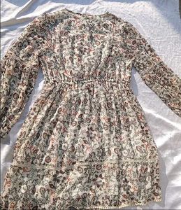 Floral Printed Tie-Up Neck Fit &amp; Flare Dress