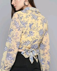 Sassafras Yellow Wrap Crop Top