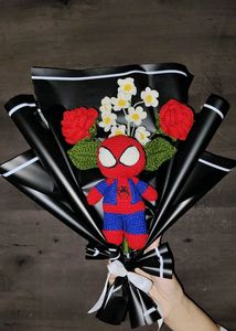 Spiderman Crochet Bouquet With Roses