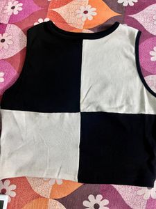 Black And White Cotton Crop Top