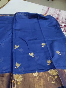 Elegant Blue &amp; Gold Embroidered Saree