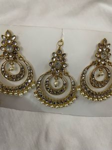 Golden Kundan Earing&amp; Mangtika Set
