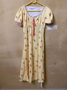Yellow Floral Midi Dress