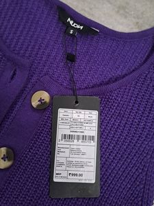 Nuon Cute Purple Ribbed Top/Vest Sweater