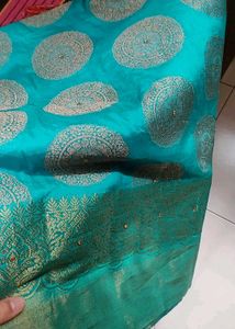 Dark Aqua Green Saree