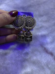 Oxidized Jhumka Earrings
