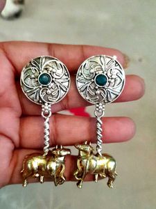 Silver Replica dual tone earrings