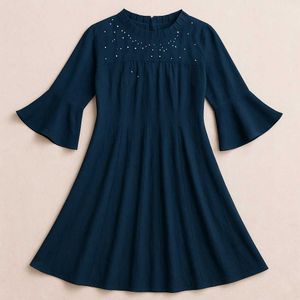 Unique Navy blue Dress With Net Overlay