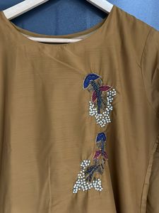 Heavy Mustard Bead work Embroidery Kurti