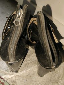 Black Strappy Buckle Heels