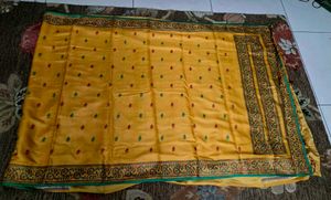 Unused Elegant Embroidered Saree, Haldi yellow