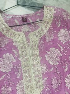 Pink Off white Kurta Three Pice Set With Sharara