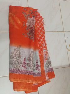 Orange Floral Dupatta