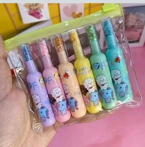 Cute BT21 Theme Bottle ShapeHighlighters,pack Of 6