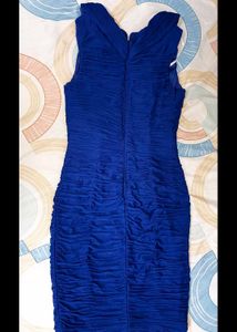 [Xscape&#39;s royal blue ruched designer dress]