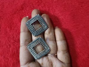 Oxidized Square Earrings