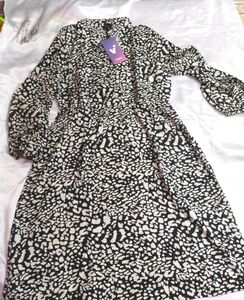 Black Zebra Printed Dress For Women
