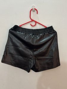 Stylish Black Faux Leather Shorts