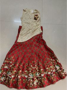 Girls' Ethnic Top & Skirt Set