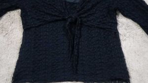 Black Textured Long Sleeve Top