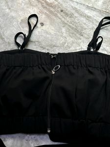 Black Crop Criss Cross Top