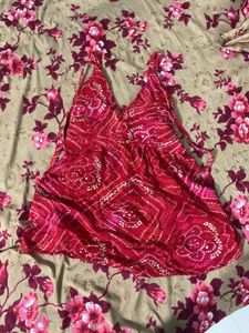 Red Printed short kurti