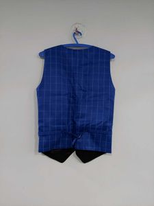 New Blue Checkered Formal Waistcoat