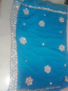 Sky Blue Stone Saree